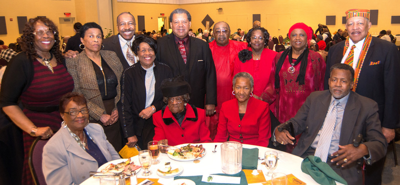 Four generations of of the Issacs family gathered at the Richard Allen Coalition Gala fundraising event, Feb. 6 at the CHEER Center in Georgetown. Pictured in back are (l-r) Delores King, Eva Sturgis, Bruce King, Agnes Williams, Ralph Harmon, Harry Crapper, Marlene Hall, Ida Sturgis and John Williams. Seated are Clara Ingram, Evelyn Ingram, Martina Williams and Freddy Williams. DENY HOWETH PHOTOS
